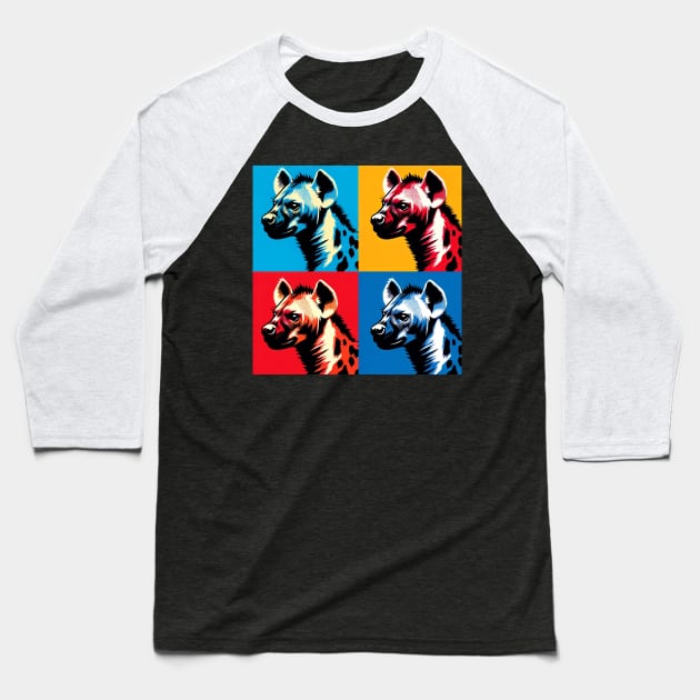 Hyena Harmony: A Pop Art Spectacle Baseball T-Shirt by PawPopArt